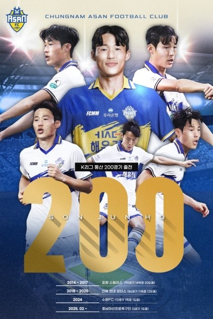 孫準浩完成K聯(lián)賽200場里程碑，貢獻26球34助
