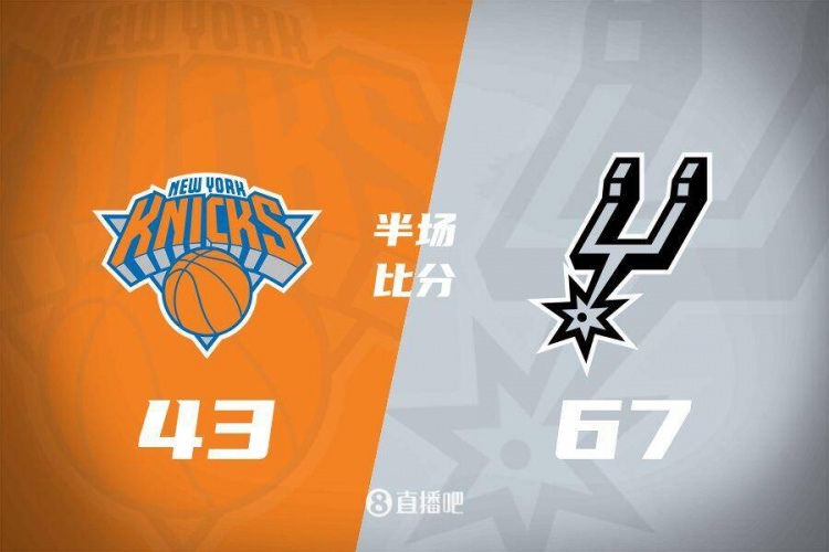 花了？馬刺半場4人得分上雙67-43領(lǐng)先尼克斯24分 唐斯19分